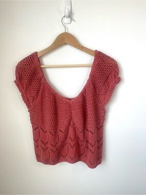 Aeropostale Coral Knit Scoop Neck Top size XL